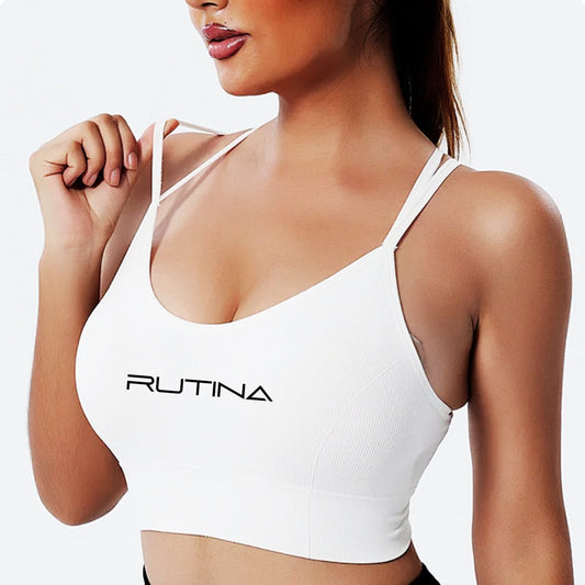 Crossed Back Sports Bra - White
