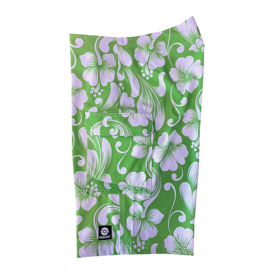 Men's Boardshorts - Lime Hibiscus