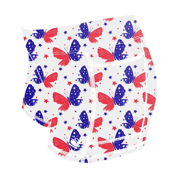 Paradise Swimshorts - Red, White, and Blue Butterflies