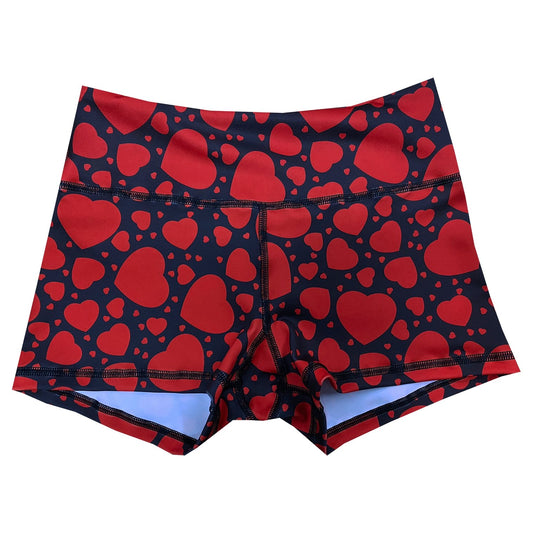 Performance Booty Shorts  - Big Red Hearts