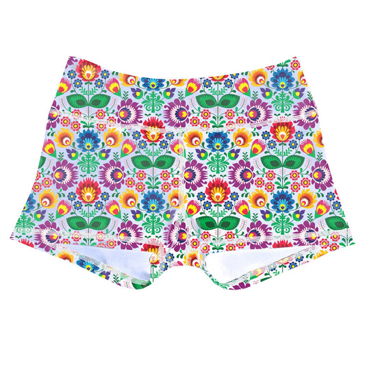 Performance Booty Shorts  - Blooms in Kaleidoscope