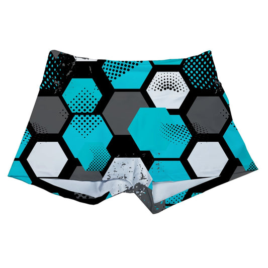 Performance Booty Shorts - Blue Hexagons
