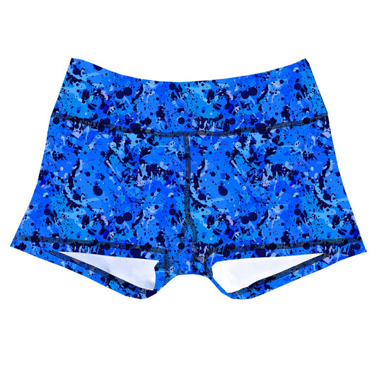 Performance Booty Shorts  - Blue Oceanic Splatter