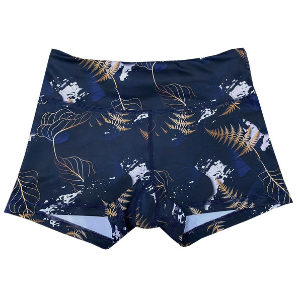 Performance Booty Shorts - Gold Leaves