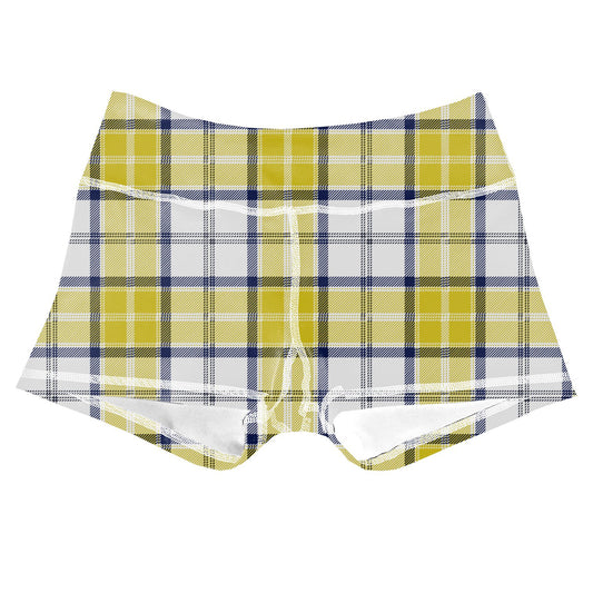 Performance Booty Shorts  - Gold Plaid