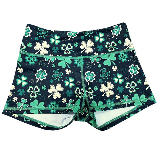 Performance Booty Shorts - Green Clovers