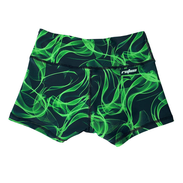 Performance Booty Shorts  - Neon Green Smoke