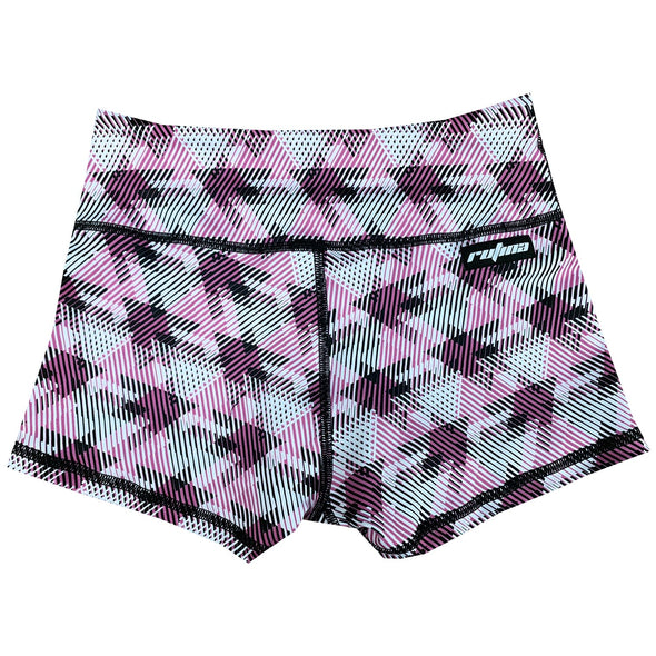 Performance Booty Shorts  - Neon Pink Triangles