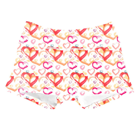 Performance Booty Shorts  - Painted Hearts