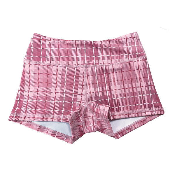 Performance Booty Shorts - Pink Plaid