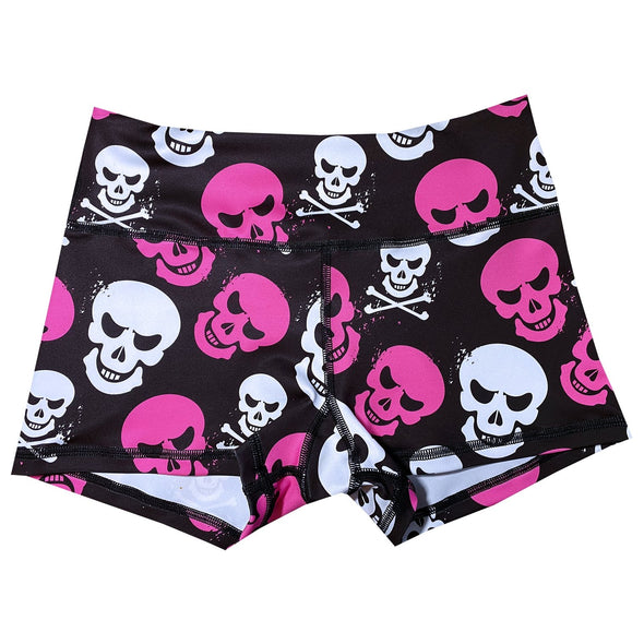 Performance Booty Shorts  - Punk Pink Skulls