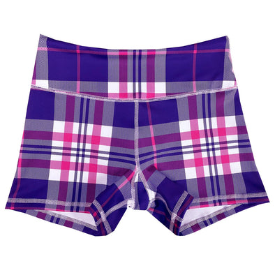 Performance Booty Shorts  - Purple Plaid