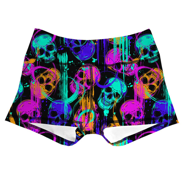 Performance Booty Shorts - Raving Skulls