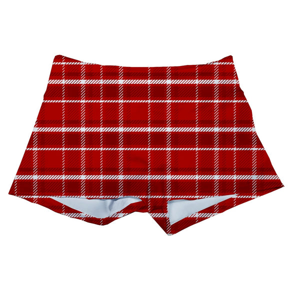 Performance Booty Shorts - Red Plaid