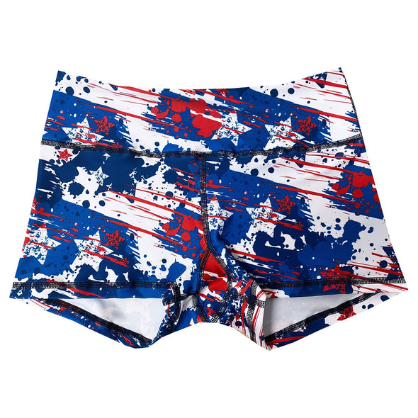Performance Booty Shorts  - Red, White, and Blue Splash