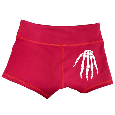 Performance Booty Shorts - Skeleton Hand (Red)