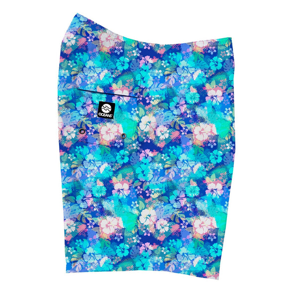 RetroWave Boardshorts - Candy Hibiscus