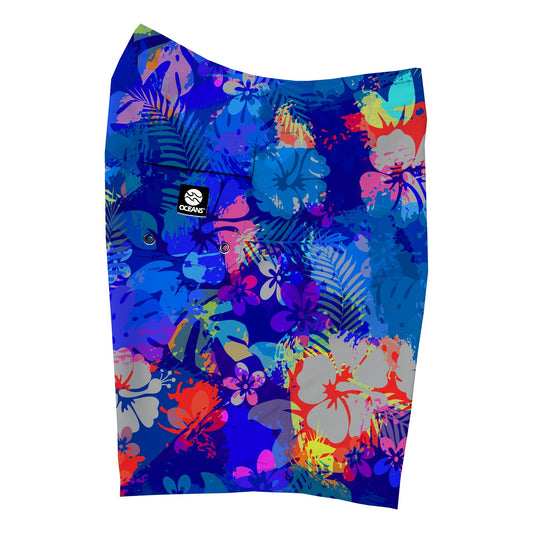 RetroWave Boardshorts - Iri Hibiscus
